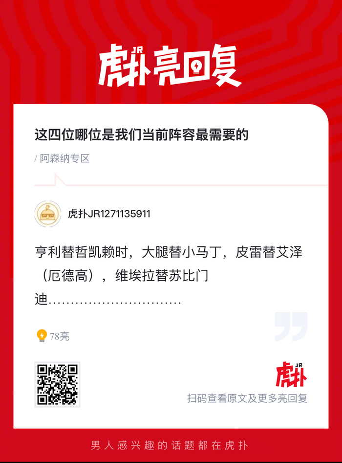 阿森纳球迷热议阵容补强方向：谁是球队最需要